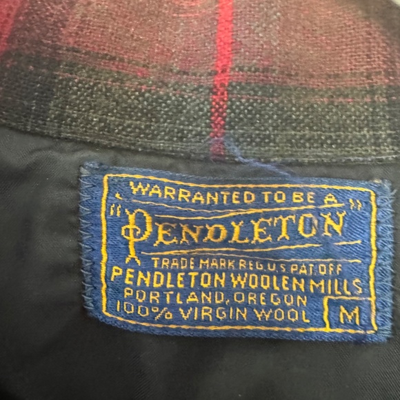 Pendleton Vintage 1960's Wool Plaid Shadow Board Shirt Red Green M - Picture 4 of 6